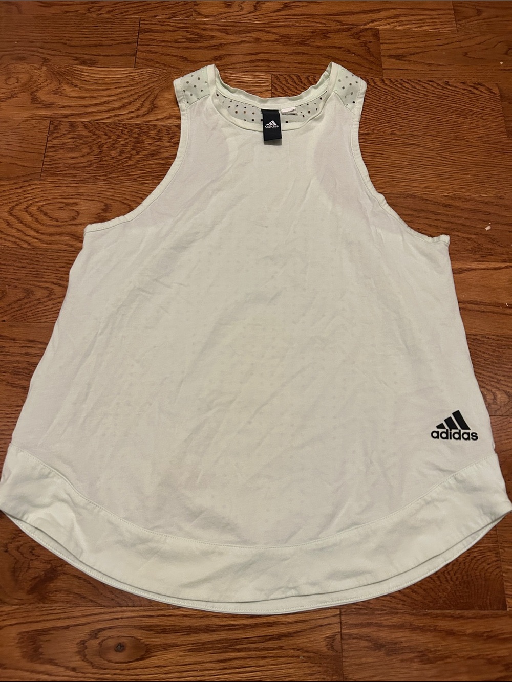adidas White Women's Athletic Tank with Perforated Neck